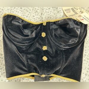 Vintage Ungaro Black and Gold Velvet Corset Top NWT